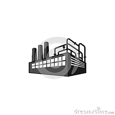 Perspective factory silhouette logo. Stock Photo