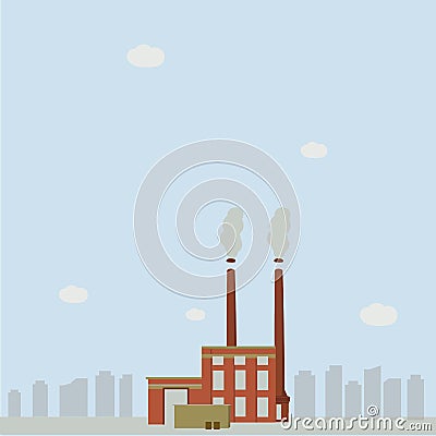 Factory emit smoke in cities vector Vector Illustration