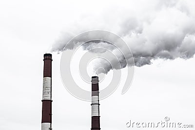 Factory Exhaust Pipes. Smoking Stock Photo