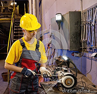 Factory female worker Stock Photo