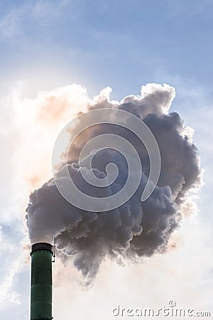 Factory flue and water steam Stock Photo