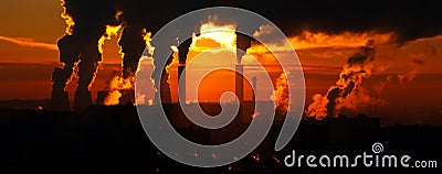 Factory of heat engineering chimney with clouds Stock Photo