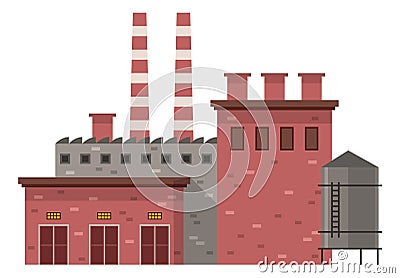 Factory icon. Urban industrial building. Warehouse front Vector Illustration