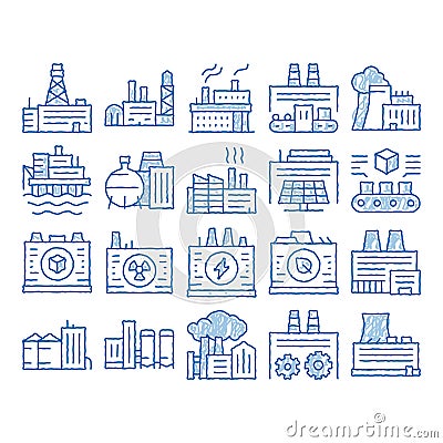 Factory Industrial icon hand drawn illustration Vector Illustration