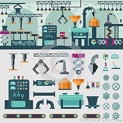 Factory Interior Concept Vector Illustration