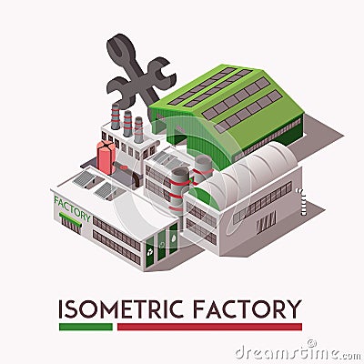 Factory Isometric Set Vector Illustration