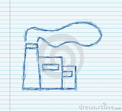 Factory line icon, Industrial sketch sign. Vector stock illustration Vector Illustration