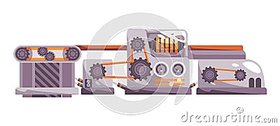 Factory machine heavy duty automatic industrial process with interconnected gear cogwheel Vector Illustration