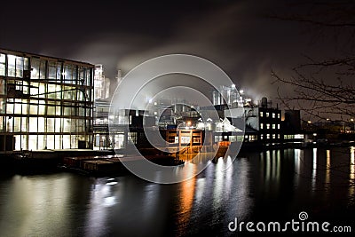 Factory at night Stock Photo