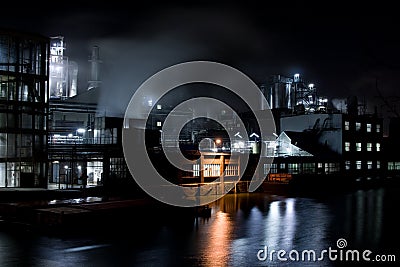 Factory at night Stock Photo