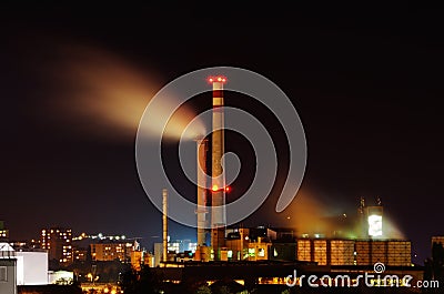 Factory at night Stock Photo