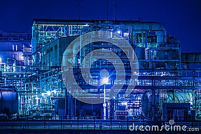 Factory night view of Kawasaki Keihin industrial zone Stock Photo