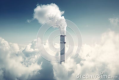 Factory Pipe with Smoke, Generative AI Stock Photo