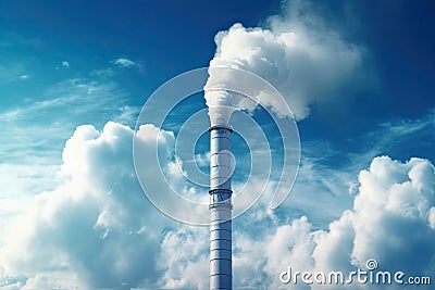 Factory Pipe with Smoke, Generative AI Stock Photo