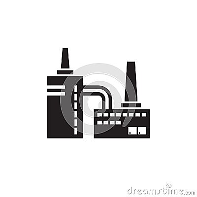 Factory plant - black icon on white background vector illustration for website, mobile application, presentation, infographic. Vector Illustration