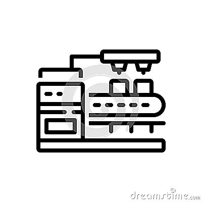 Black line icon for Factory Production, manufacturing and industry Vector Illustration