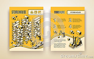 Factory robotized storehouse vector brochure Vector Illustration