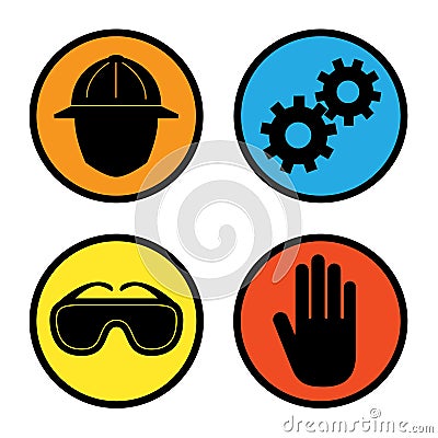 Factory Safety Icons Vector Illustration