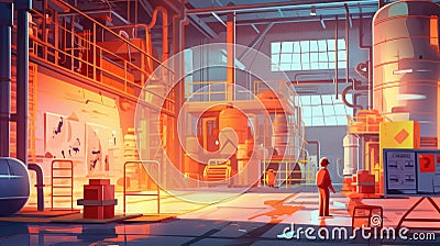 A factory with signs indicating safety protocols, highlighting the importance of maintaining a secure working environment Stock Photo
