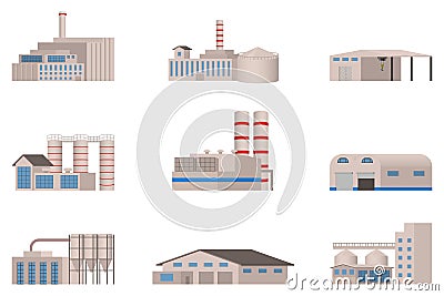 Factory vector set. Factory building. Vector Illustration