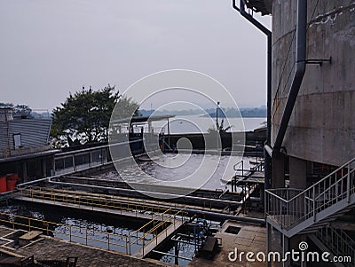 Factory waste processing tub in West Bandung regency Stock Photo