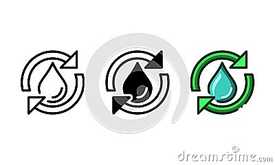 Factory waste recycling icon represented with water drops and arrows Vector Illustration