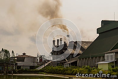 Factory and waste water discharge Environmental pollution Stock Photo