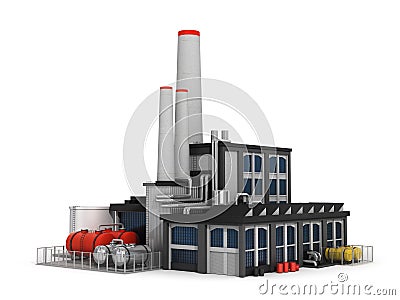 Factory on white background. Stock Photo