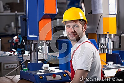 Factory worker during work Stock Photo
