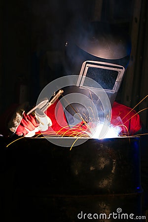 Factory working welder Stock Photo