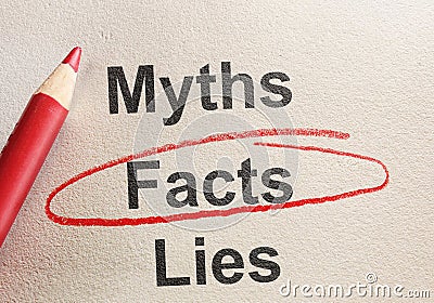 Facts Lies and Myths Stock Photo