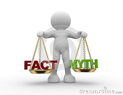 Facts and myth on scale. Stock Photo