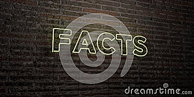 FACTS -Realistic Neon Sign on Brick Wall background - 3D rendered royalty free stock image Stock Photo