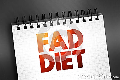 Fad diet - without being a standard dietary recommendation, and often making unreasonable claims for fast weight loss or health Stock Photo