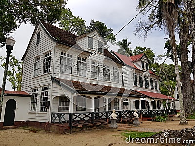 Old historical buildings in Paramaribo, Suriname Editorial Stock Photo