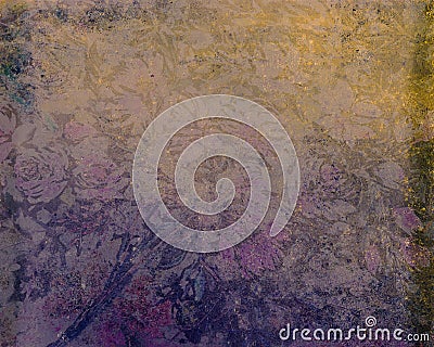 Faded abstract art. Vintage grunge paper. Old retro paper. Handmade watercolor florals on rustic paper. Stock Photo