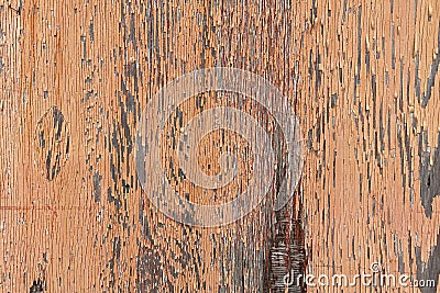 Faded peeling orange painted wood Stock Photo