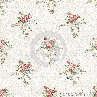 Faded seamless flower pattern ornament background Stock Photo