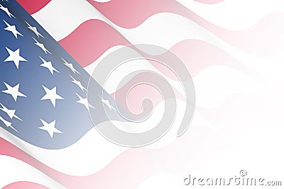 A faded waving red white blue american flag background gradient illustration card Cartoon Illustration