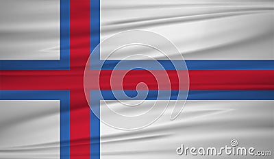 Faeroe Islands flag vector. Vector flag of Faeroe Islands blowig in the wind. Vector Illustration