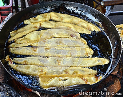 Fafda -gujrati snack breakfast being made Stock Photo