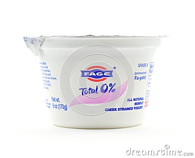 Fage all natural nonfat Greek yogurt - isolated Editorial Stock Photo