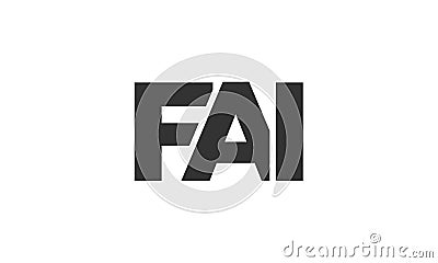 FAI logo design template with strong and modern bold text. Initial based vector logotype featuring simple and minimal typography. Vector Illustration