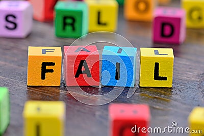 Fail word on table Stock Photo