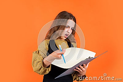 Failed again. child is working with paper. paperwork concept. ready for lesson. prepare for exams. kid study well. teen Stock Photo