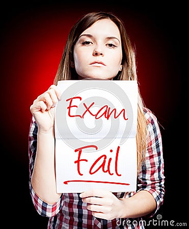 Failed test or exam and disappointed girl Stock Photo