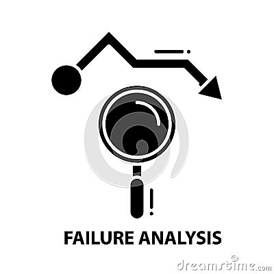 failure analysis icon, black vector sign with editable strokes, concept illustration Cartoon Illustration