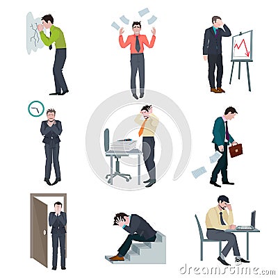 Failure Business Set Vector Illustration