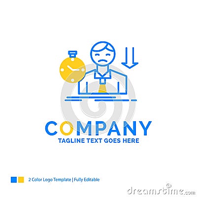 failure, fail, sad, depression, time Blue Yellow Business Logo t Vector Illustration