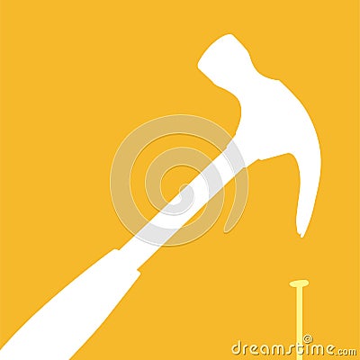 Failure or using a hammer incorrectly Vector Illustration